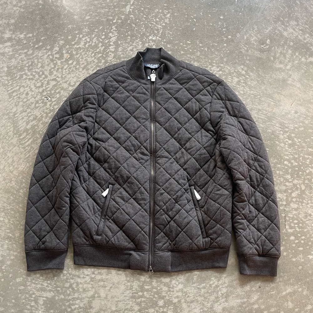 Vintage Polo Golf Men’s Quilted Bomber Jacket Full Zip Gray Size XL